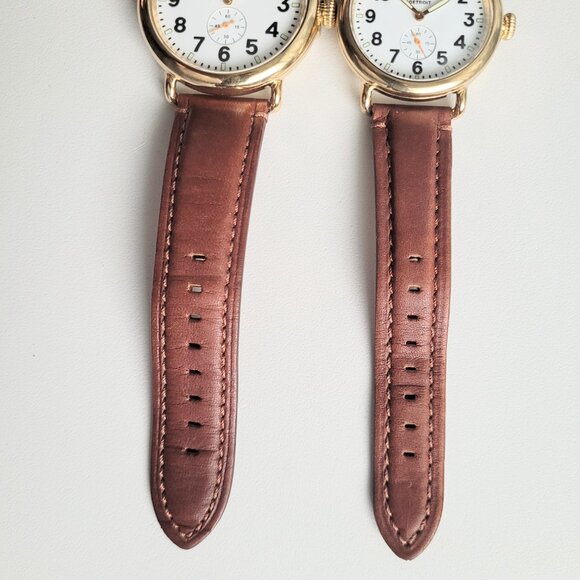 His Hers Watches 2 Runwell Gold 47mm 41mm Argonite 1069 Brown Leather Set New - Picture 5 of 16